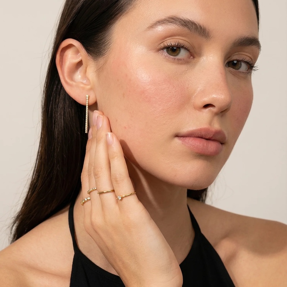 18k Gold Plated Cubic Zirconia Tassel Earrings